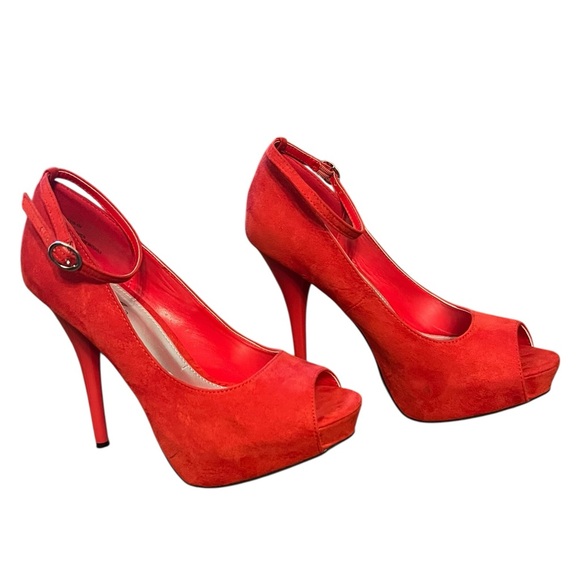 Diba Red Peep-Toe Heels 9.5 - Picture 2 of 11
